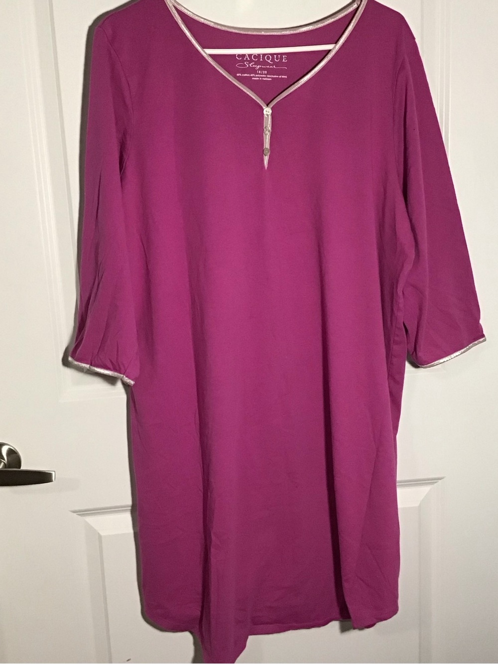 Cacique Magenta Midi Tunic Dress with Metallic Trim